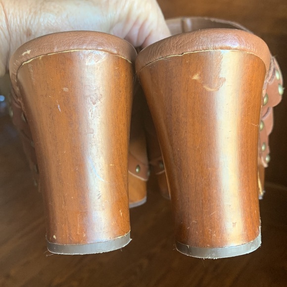 Vintage BOHO Brown Leather “Korks” by Kork- Ease Mules/Clogs 3 3/4” heels size 7 - Picture 8 of 12
